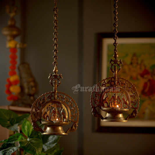 Gajalakshmi Hanging lamp set - Brass