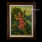 Saraswati by Ravi Varma - Oleograph Print  - Enbellished