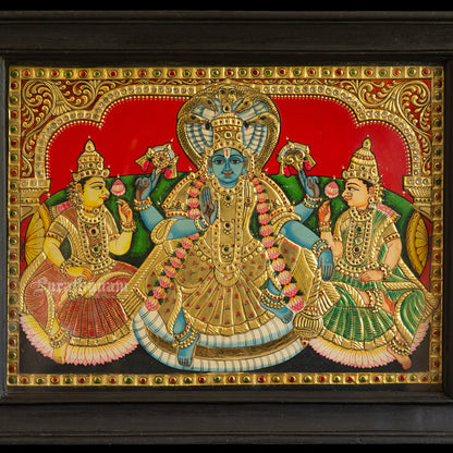 Vishnu Sridevi Bhudevi - Tanjore Painting