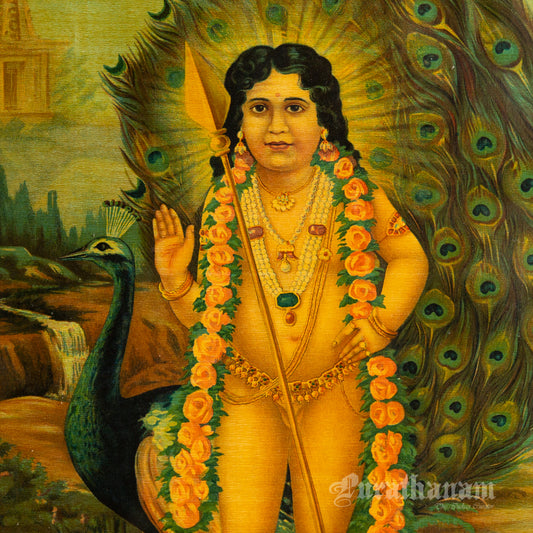Sri Bala Subramanya - Oleograph Print - Enbellished