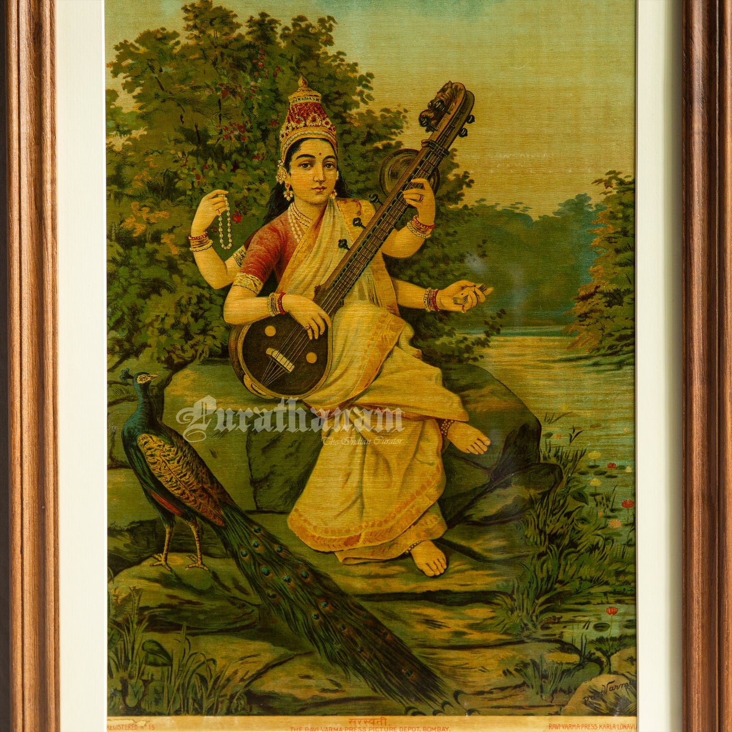 Saraswati - Oleograph Print (Ravi Varma)