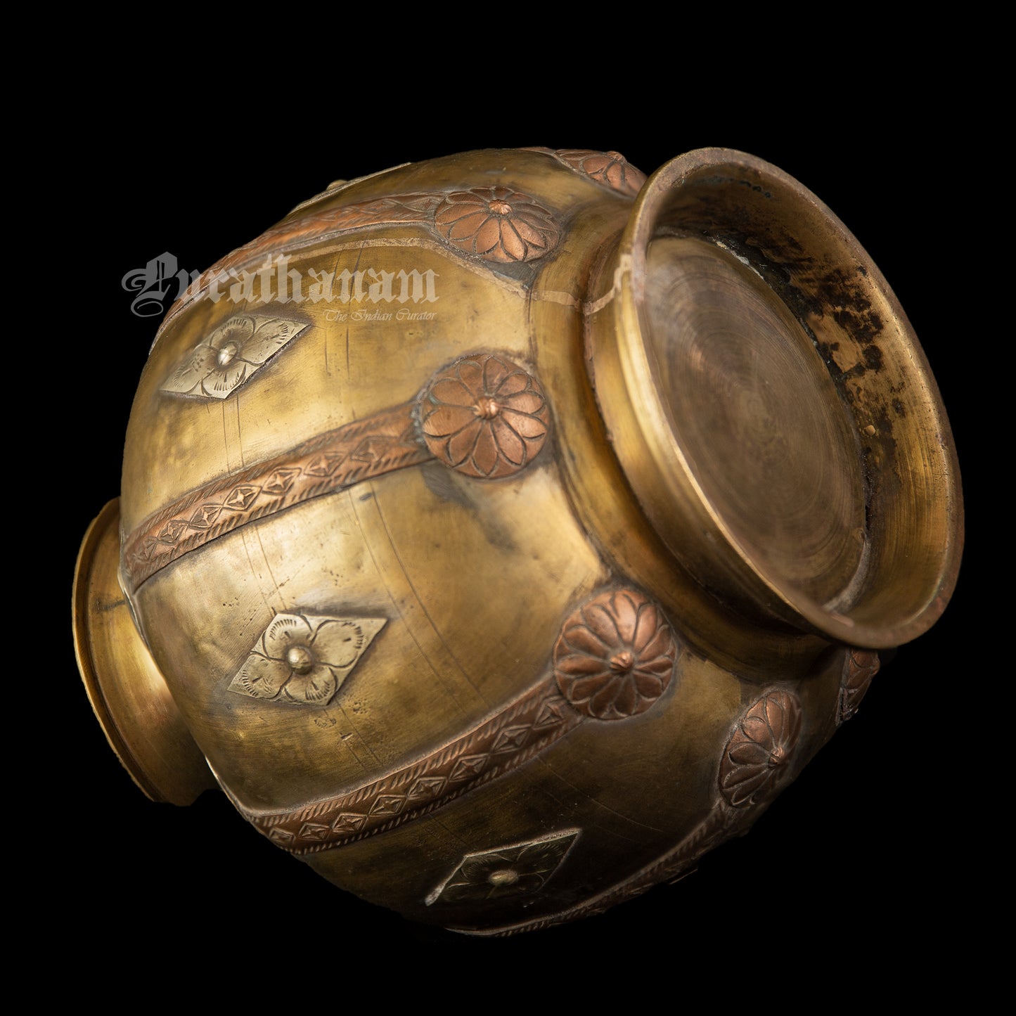 Handmade Brass Pot - Copper Embellished