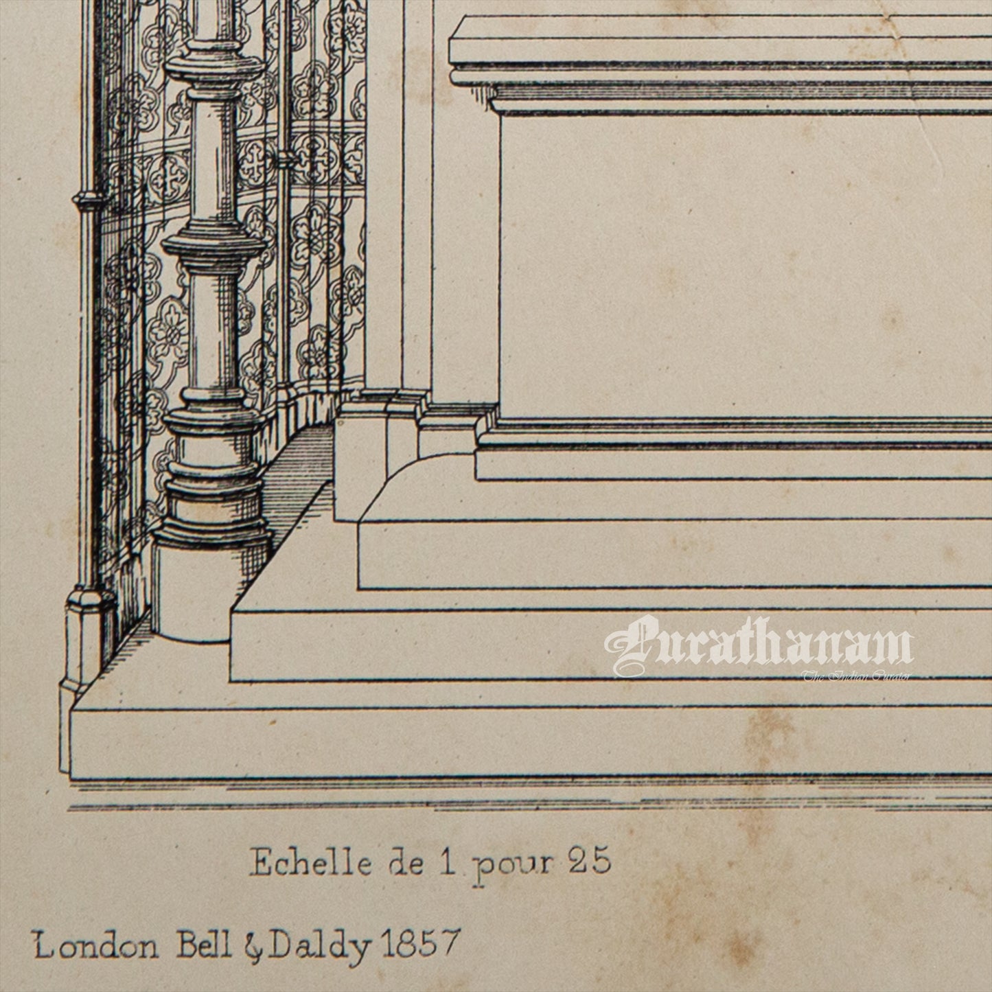 Medieval Architecture & Art-Marbourg - Plate 8 (Perspective elevation of high alter) -Steel Engraving