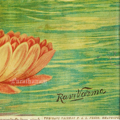 Lakshmi by Ravi Varma - Oleograph Print