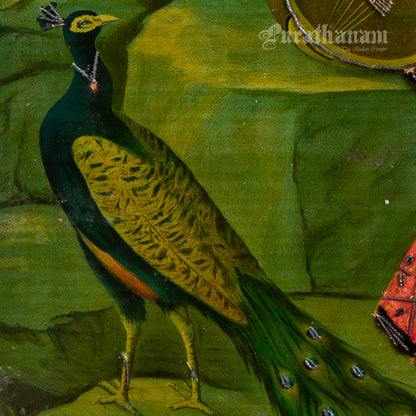 Saraswati - Oleograph Print (Ravi Varma) - Enbellished