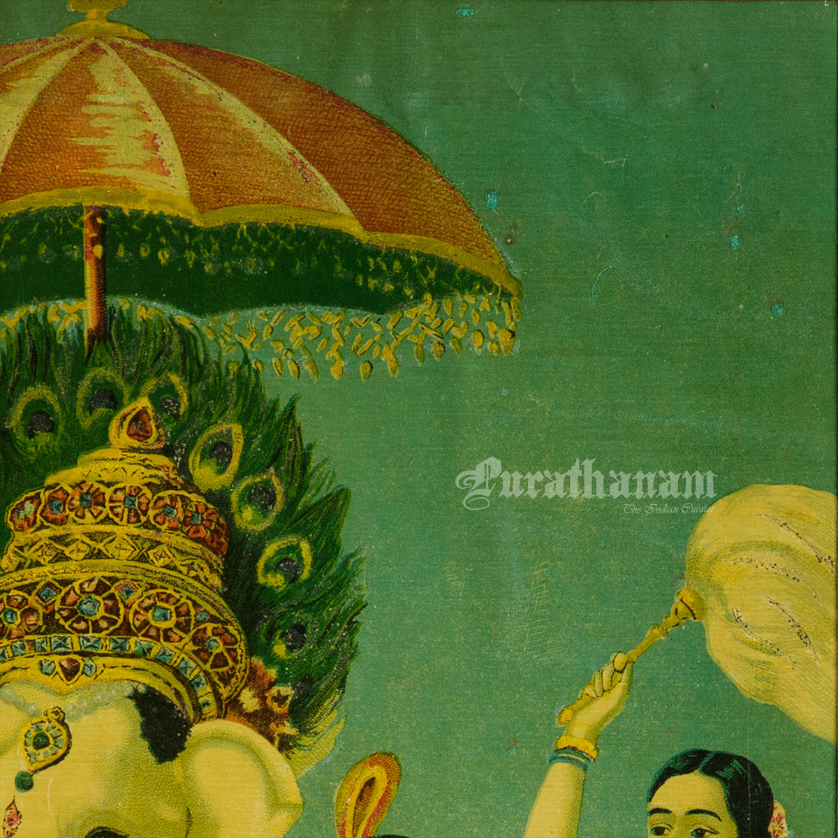 Riddhi Siddhi Ganapati  by Ravi Varma - Oleograph Print