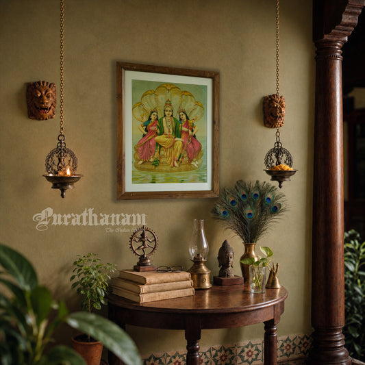 Shesh Narayan by Ravi Varma - Oleograph Print
