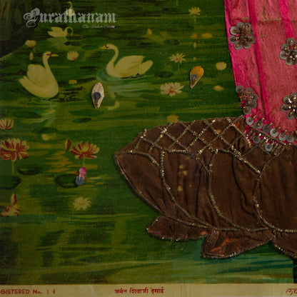 Lakshmi by Ravi Varma - Oleograph Print  - Embellished