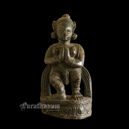 Temple Maiden wooden  sculpture