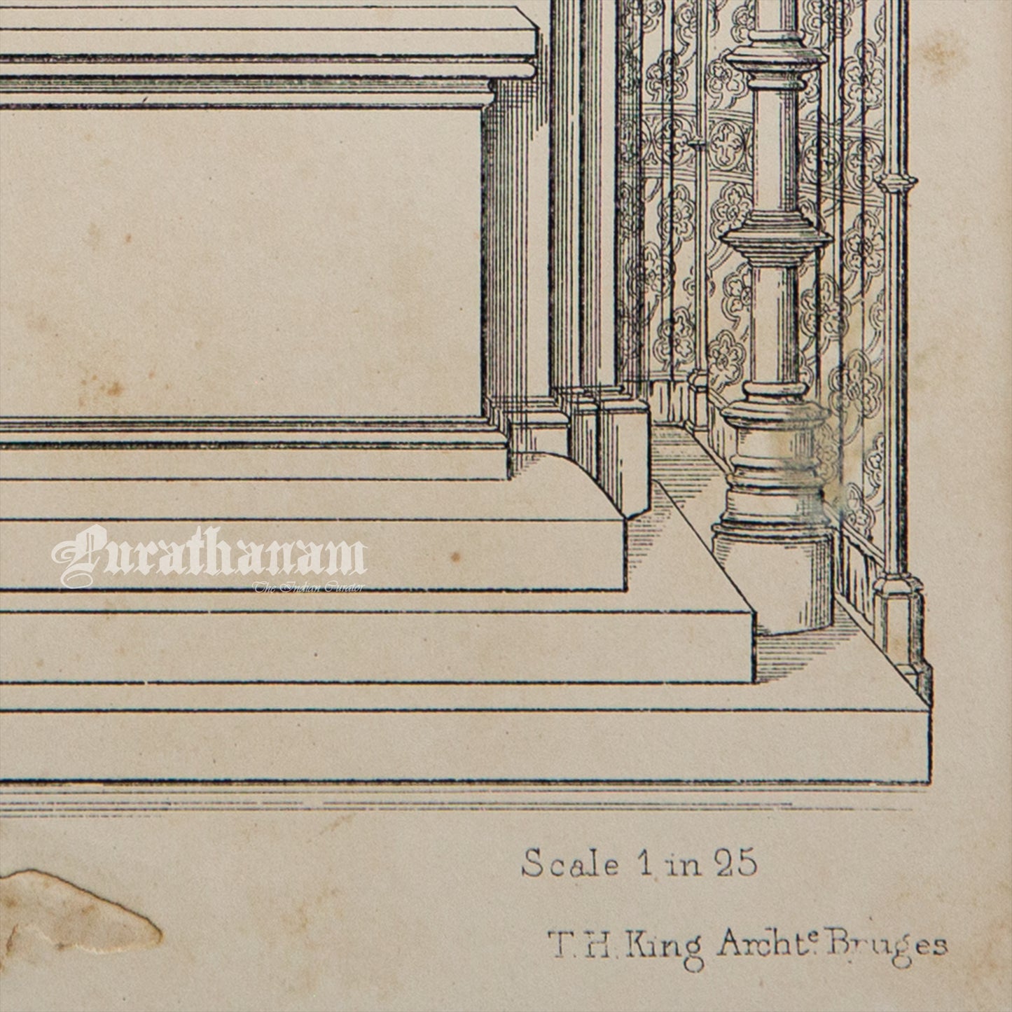 Medieval Architecture & Art-Marbourg - Plate 8 (Perspective elevation of high alter) -Steel Engraving