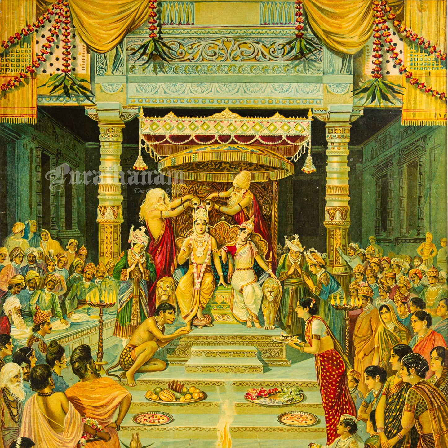 Ramrajyabhiseka by M. V. Dhurandhar- Oleograph Print