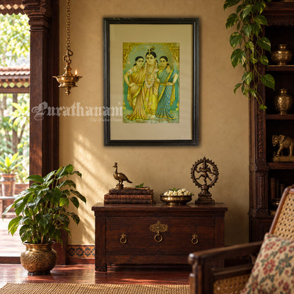 Sree Radha Rukhmini Krishna by C. G. Ramanujam - Oleograph Print