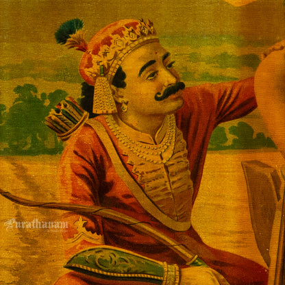 King Shantanu and Matsyagandha by Ravi Varma - Oleograph Print