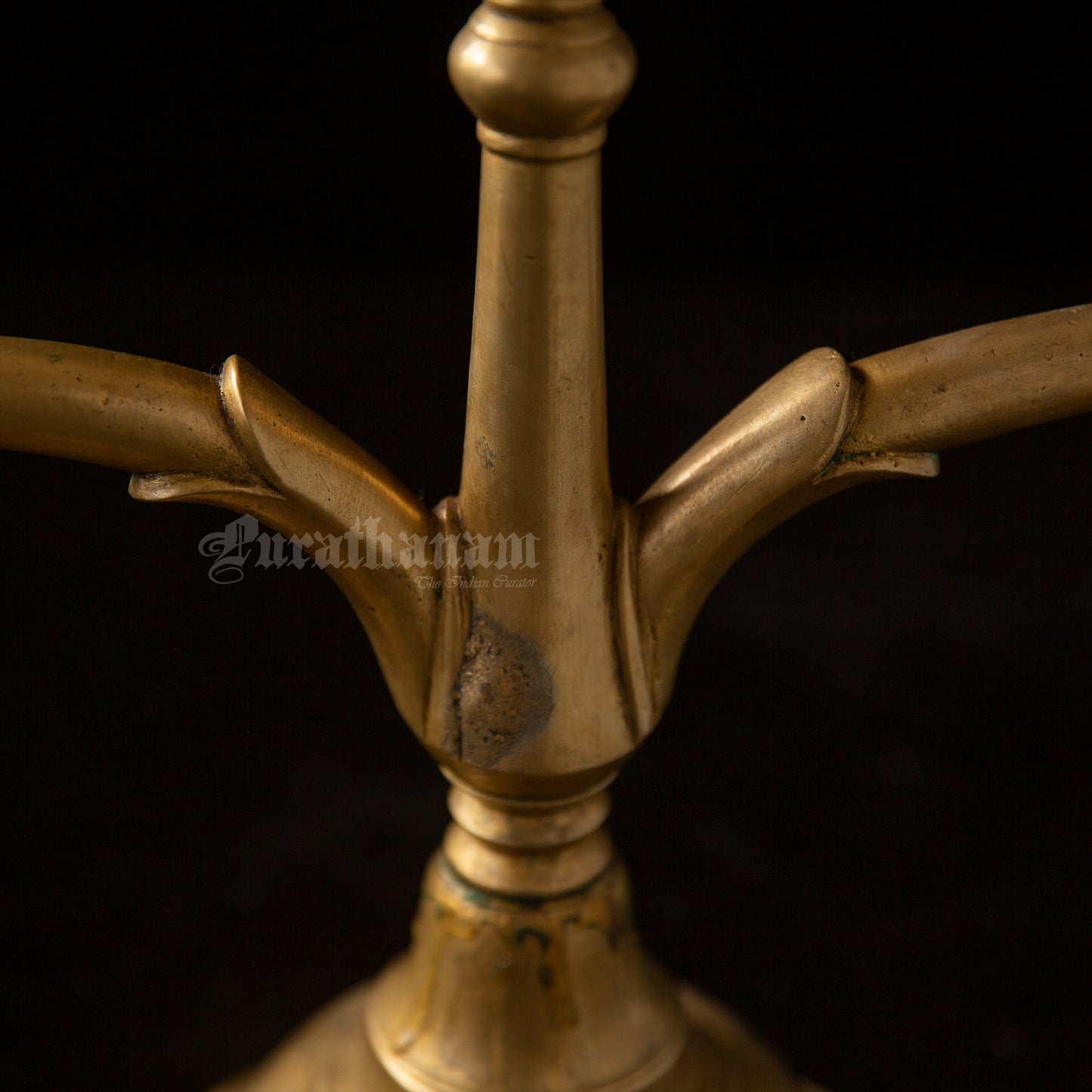 Three Branched oil Lamp/ Kavara Vilakku - Brass