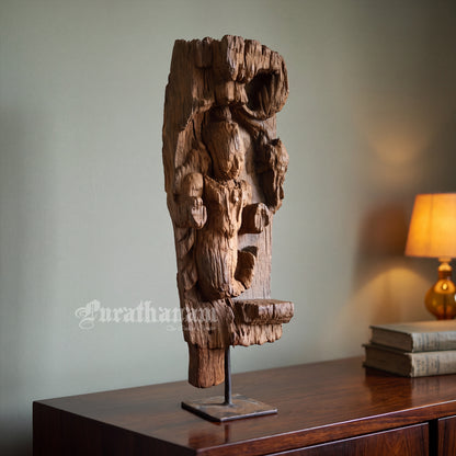 Antique Matsya Avatar wooden  sculpture
