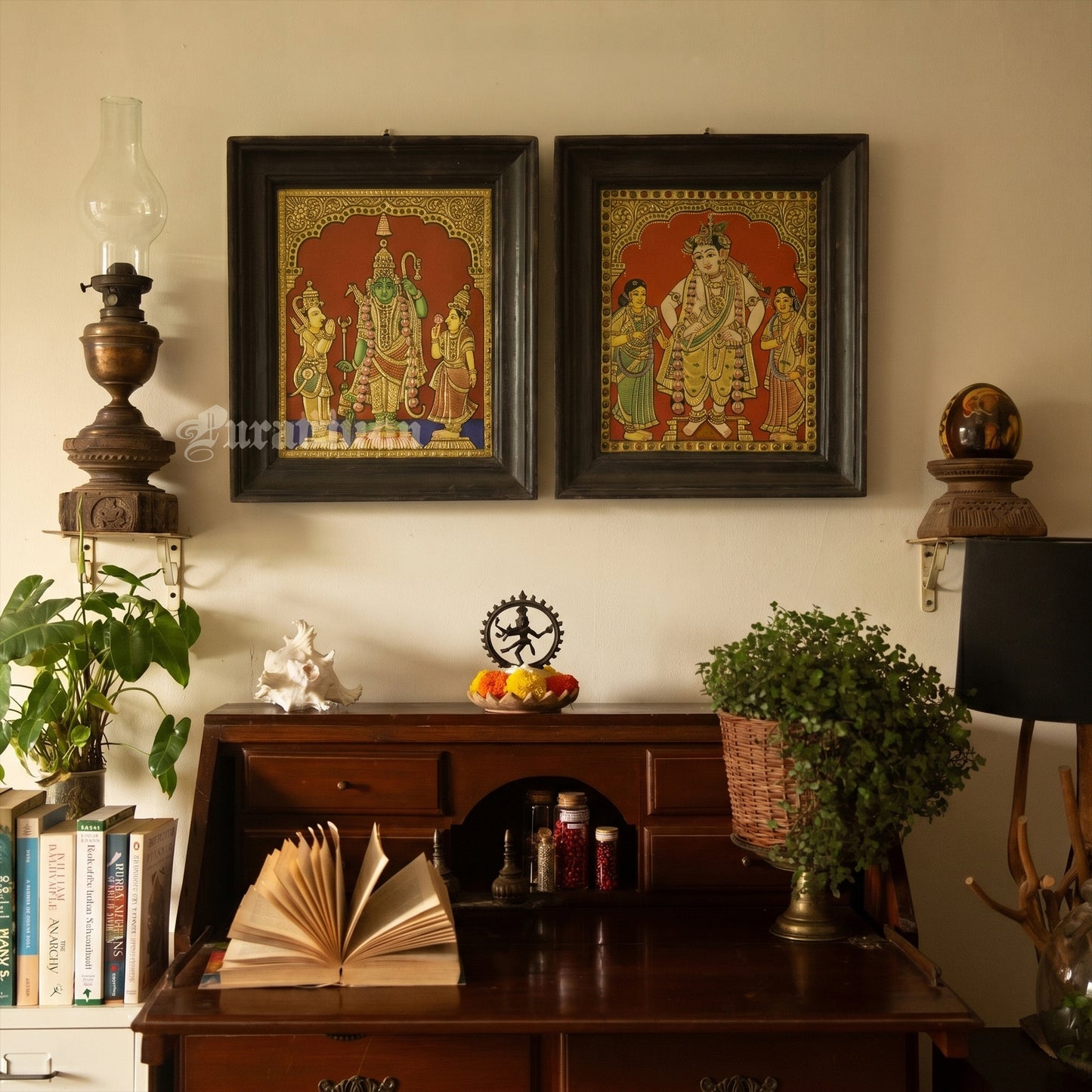 Ram, Lakshmana and Sita - Tanjore Painting