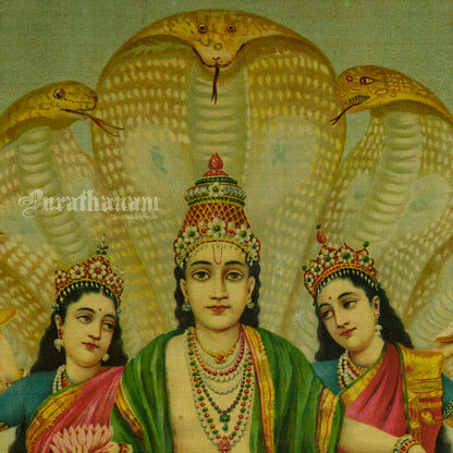 Shesh Narayan by Ravi Varma - Oleograph Print