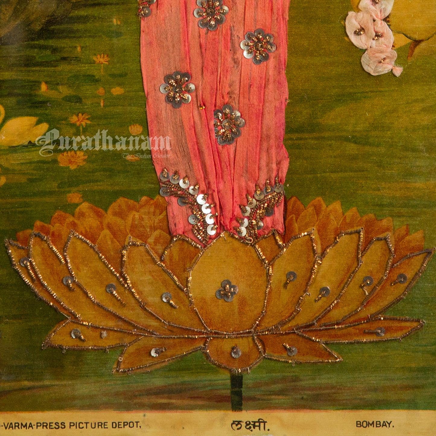 Lakshmi by Ravi Varma - Oleograph Print (Embellished)