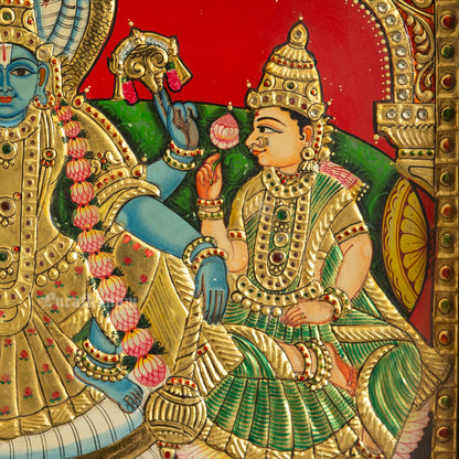 Vishnu Sridevi Bhudevi - Tanjore Painting