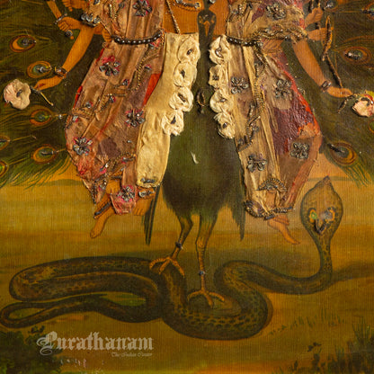 Shri Shanmukha Subramaniaswami by Ravi Varma- Embellished Oleograph Print