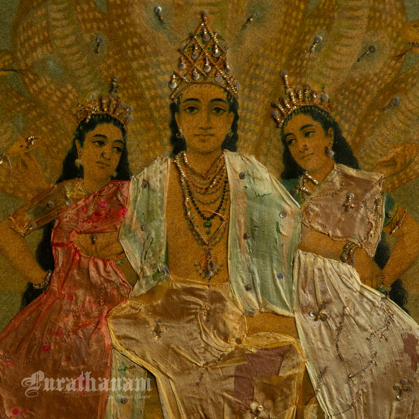 Shesh Narayan by Ravi Varma- Embellished Oleograph Print