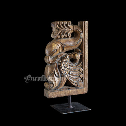 Annapakshi and Makara Antique Teak Wood Temple Corbel