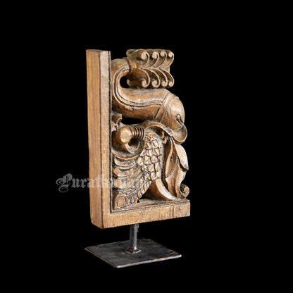 Annapakshi and Makara Antique Teak Wood Temple Corbel