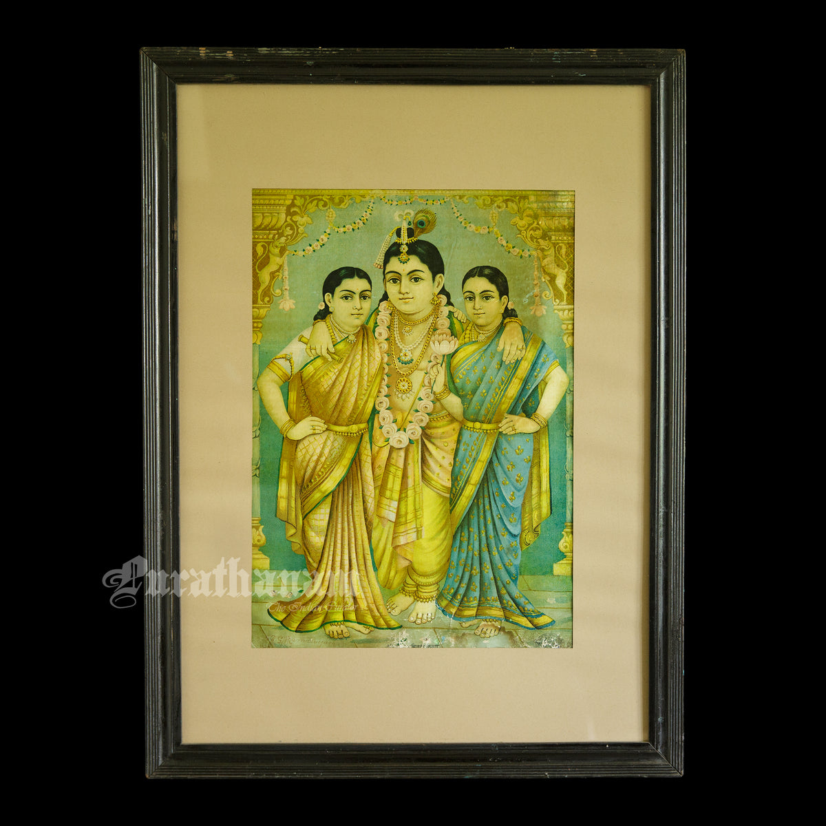 Sree Radha Rukhmini Krishna by C. G. Ramanujam - Oleograph Print