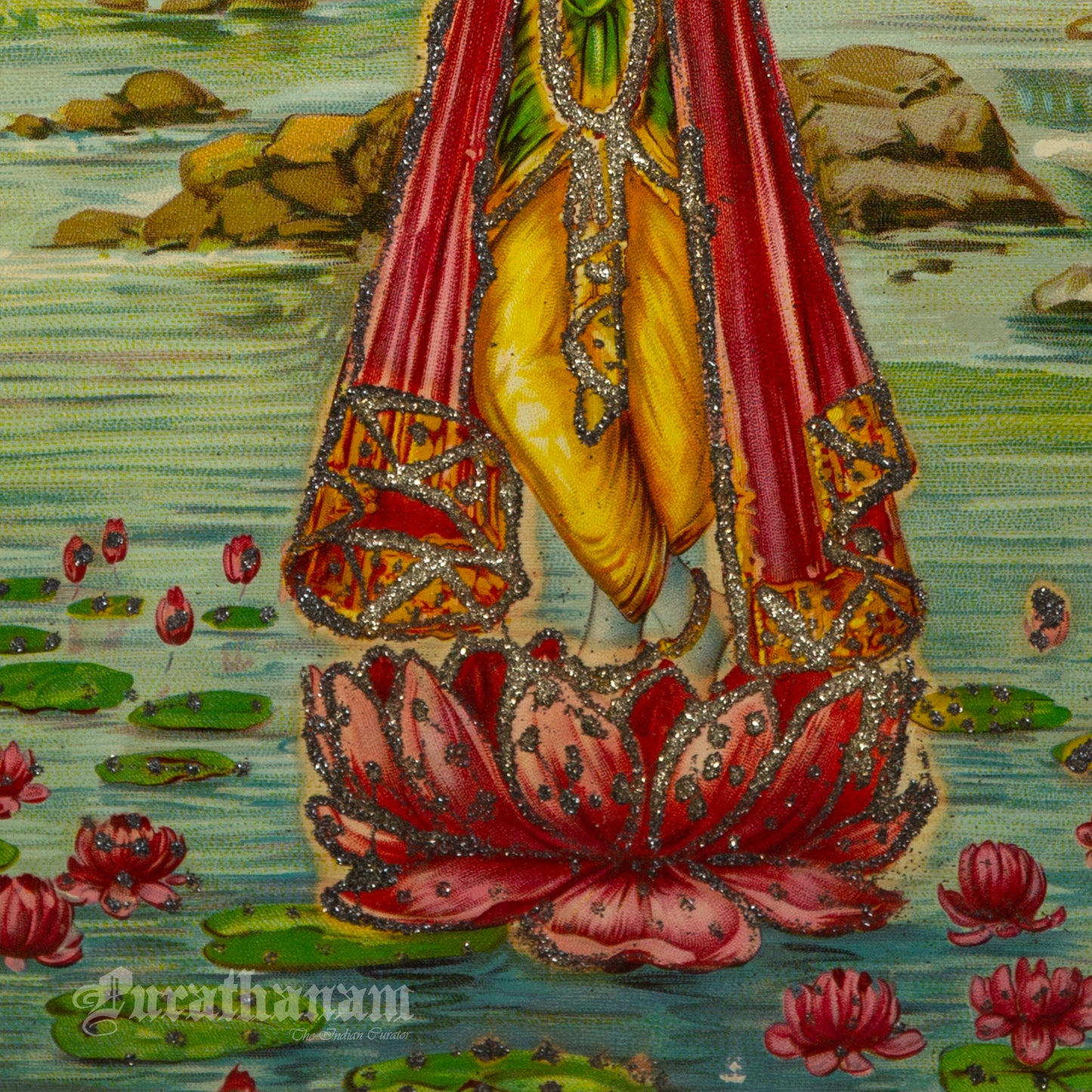 Krishna with Flute - Embellished  (Oleograph Print)