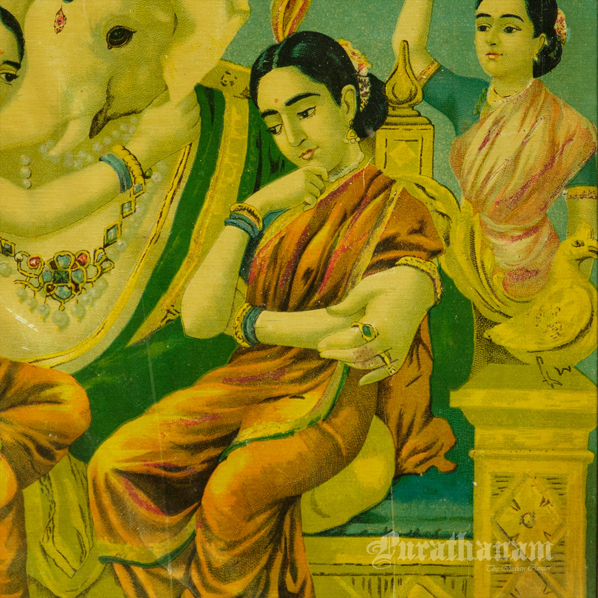 Riddhi Siddhi Ganapati  by Ravi Varma - Oleograph Print