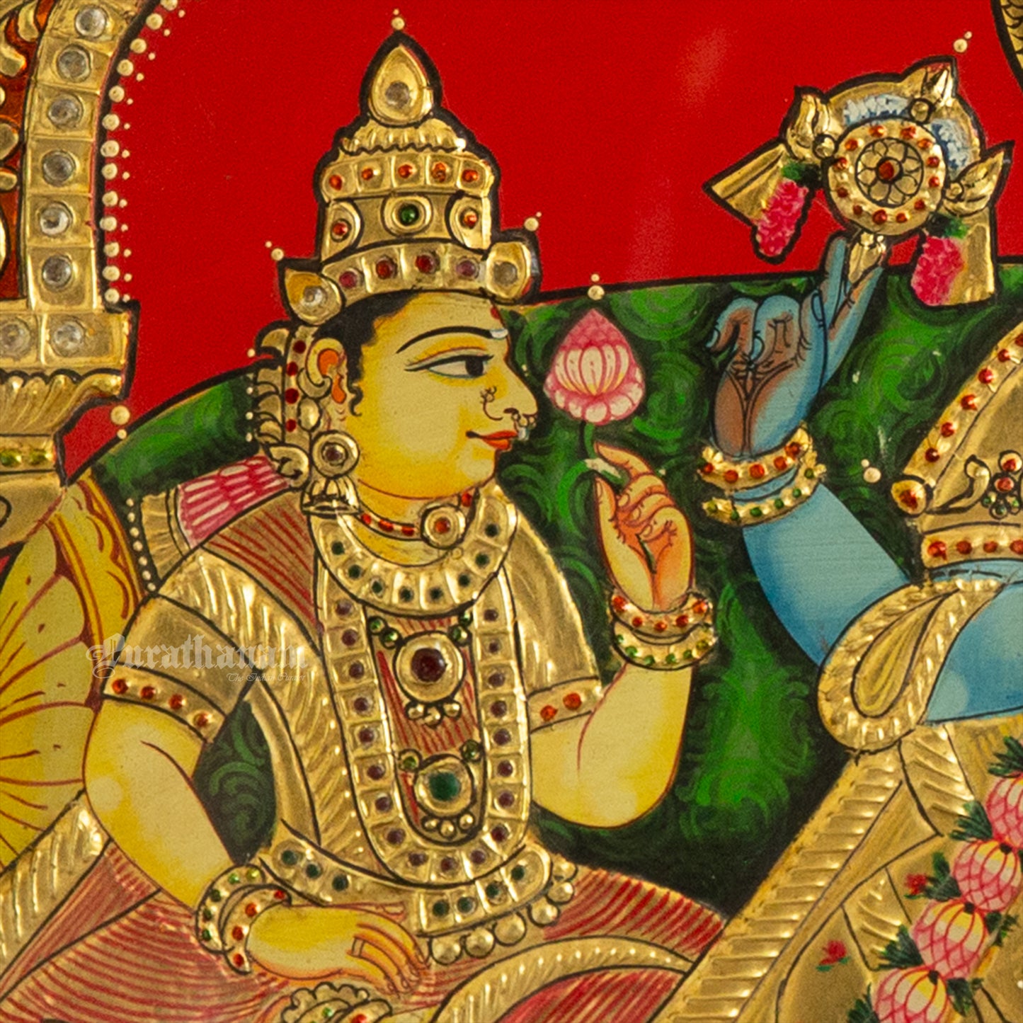 Vishnu Sridevi Bhudevi - Tanjore Painting