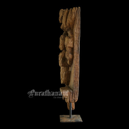Antique Matsya Avatar wooden  sculpture