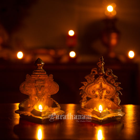 Vishnu Lakshmi Votive Oil Lamp - Brass