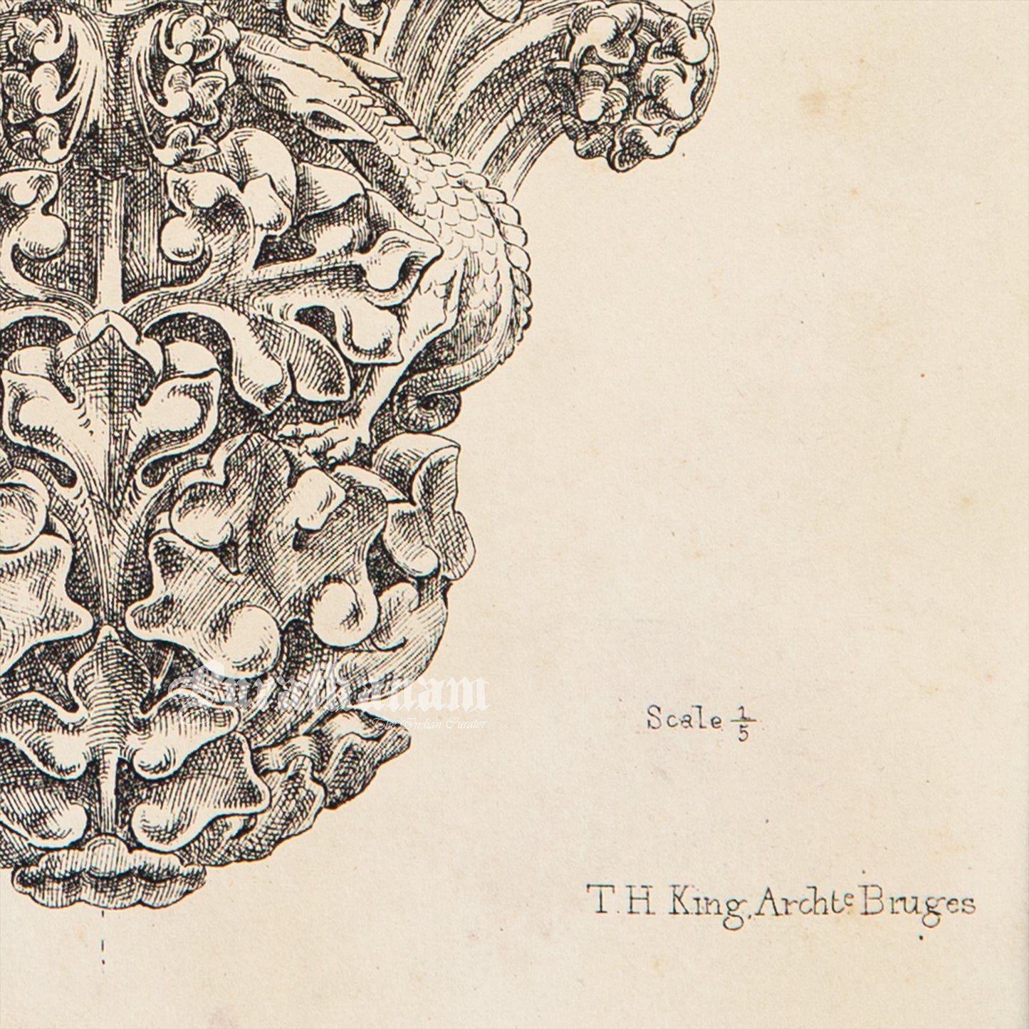 Medieval Architecture & Art-Auxerre - Plate 13 (Capitals of arcading Lady Chapel and Choir Aisle) -Steel Engraving