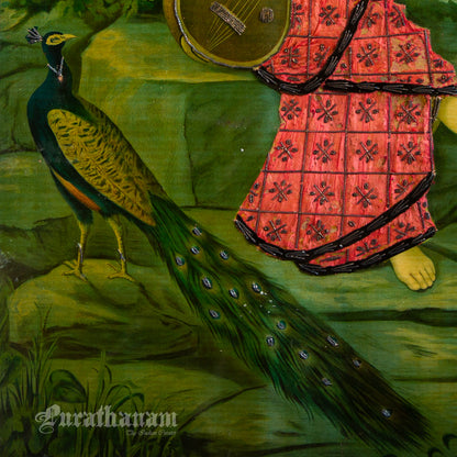 Saraswati - Oleograph Print (Ravi Varma) - Enbellished