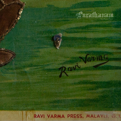 Lakshmi by Ravi Varma - Oleograph Print  - Embellished