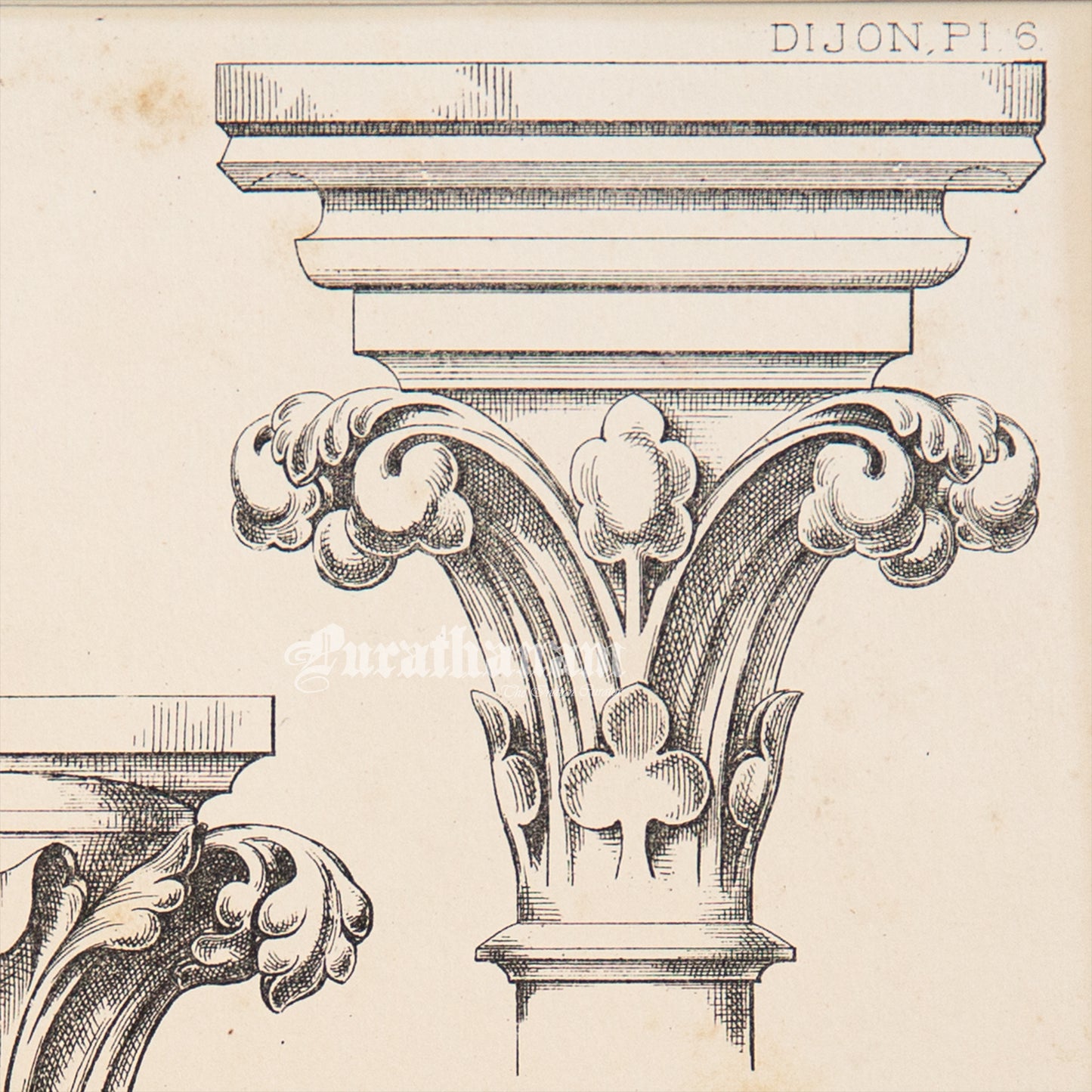 Medieval Architecture & Art-Dijon - Plate 6 (PG-62) -Steel Engraving