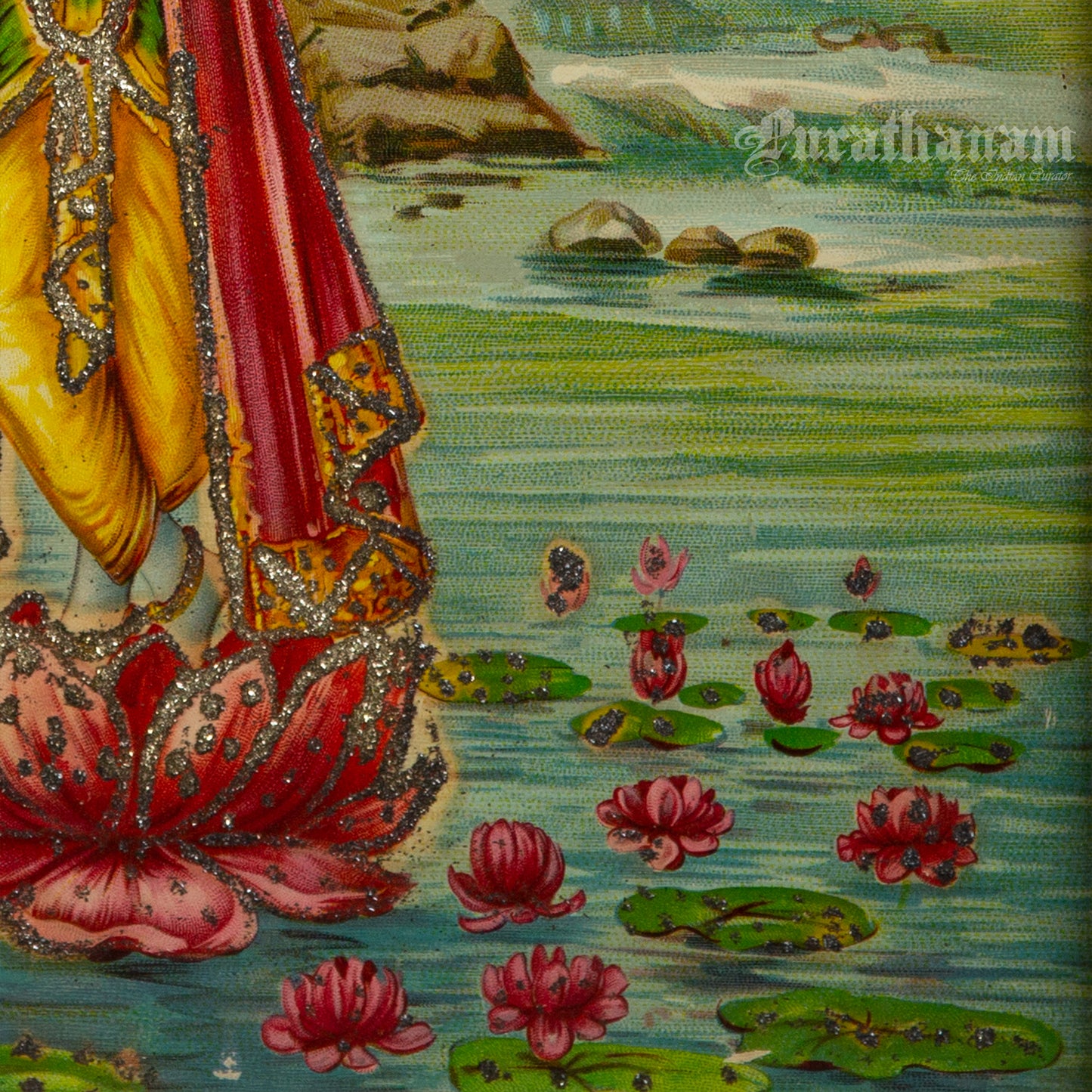 Krishna with Flute - Embellished  (Oleograph Print)