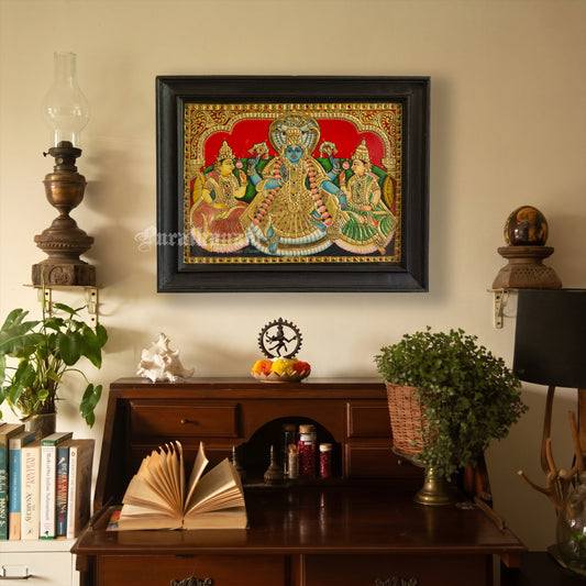 Vishnu Sridevi Bhudevi - Tanjore Painting