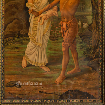 The birth of Shakuntala by Ravi Varma - Lithograph Print -  Ravi Varma FAL Press