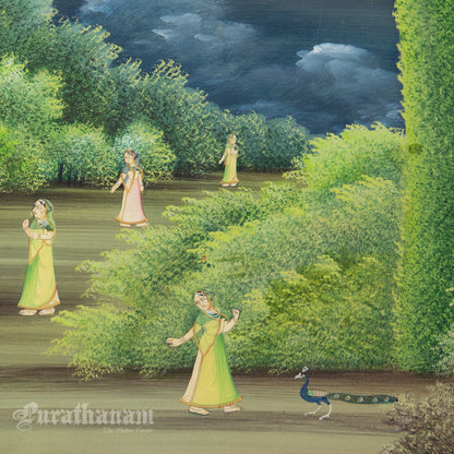 Radha Krishna in Braj - watercolor Painting by Khubiram Gopilal