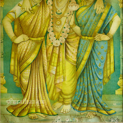 Sree Radha Rukhmini Krishna by C. G. Ramanujam - Oleograph Print