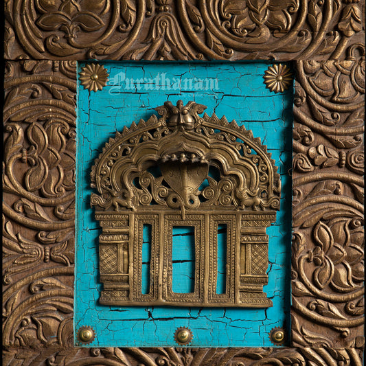 Brass Prabhavali mounted on Antique Wooden Plaque
