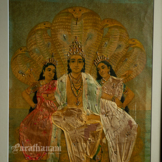 Shesh Narayan by Ravi Varma- Embellished Oleograph Print