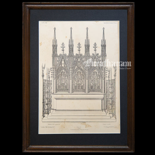 Medieval Architecture & Art-Marbourg - Plate 8 (Perspective elevation of high alter) -Steel Engraving