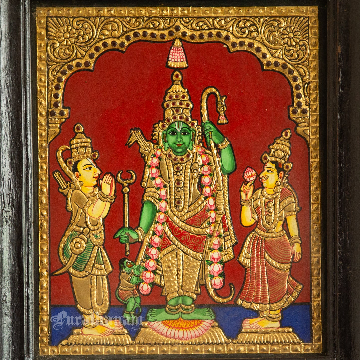 Ram, Lakshmana and Sita - Tanjore Painting