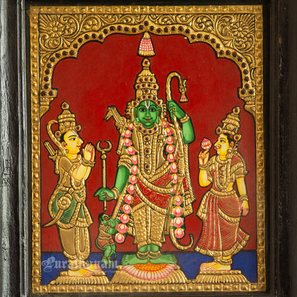 Ram, Lakshmana and Sita - Tanjore Painting