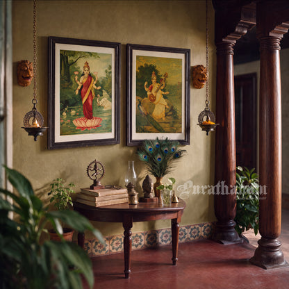Lakshmi by Ravi Varma - Oleograph Print