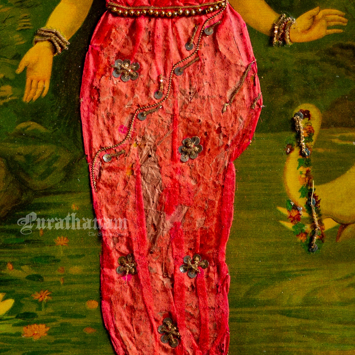 Lakshmi by Ravi Varma - Oleograph Print (Embellished)