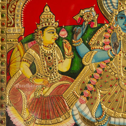 Vishnu Sridevi Bhudevi - Tanjore Painting
